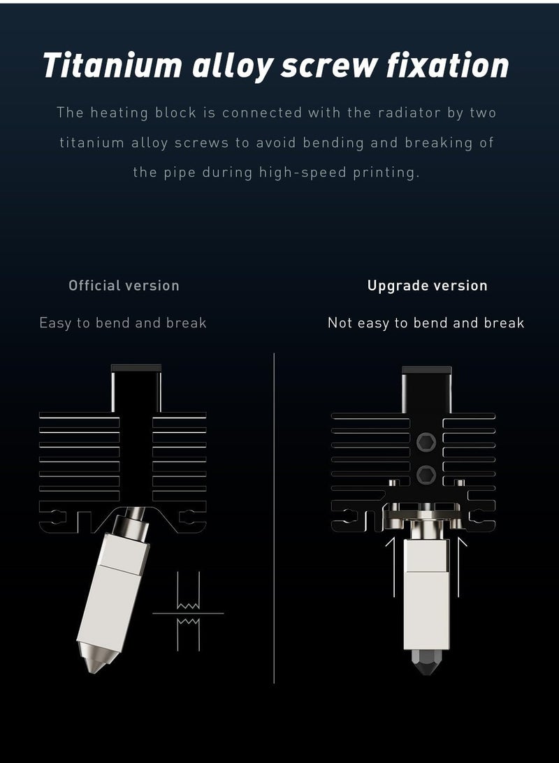 Hotend Hardened Steel Nozzle, Up to 500°C, Plated Copper Heater Block with CHT Brass Nozzle 0.4mm Compatible with Bambulab X1 / X1 Carbon Combo P1P 3D Printer