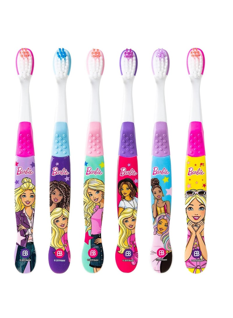 Brush Buddies 6 Pack Barbie Toothbrushes for Kids, Children's Toothbrushes, Soft Bristle Toothbrushes for Kids
