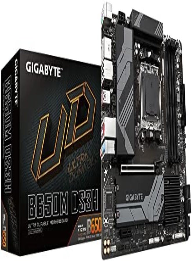 B650M DS3H Micro ATX Motherboard (Socket AM5) - Supports AMD Ryzen 7000 Series Processors, DDR5-6400(OC), 1x PCI-E 4.0 x16, 2.5G LAN, 2x M.2 Gen4 & USB-C