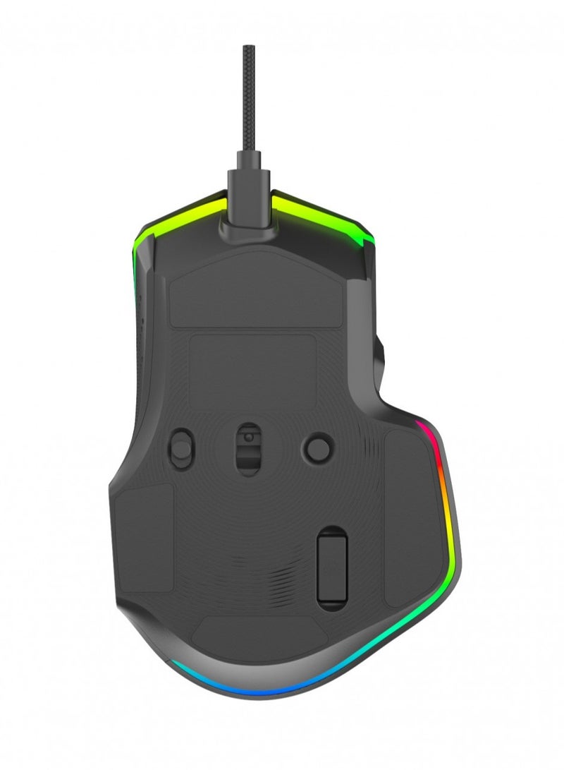Gaming 9D Wired Mouse DPI 12800 with 13 Modes RGB Light /1.5 Meters Braided Cable / 125Hz Polling Rate- Black