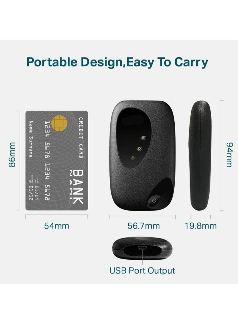 4G LTE 150Mbps Mobile Wi Fi M7200 Mobile Hot Spot, Plug n Play 150Mbps 4G FDD TDD LTE, Upto 10 Devices, 2000mAh Battery Compatible with All Sim Cards, Black