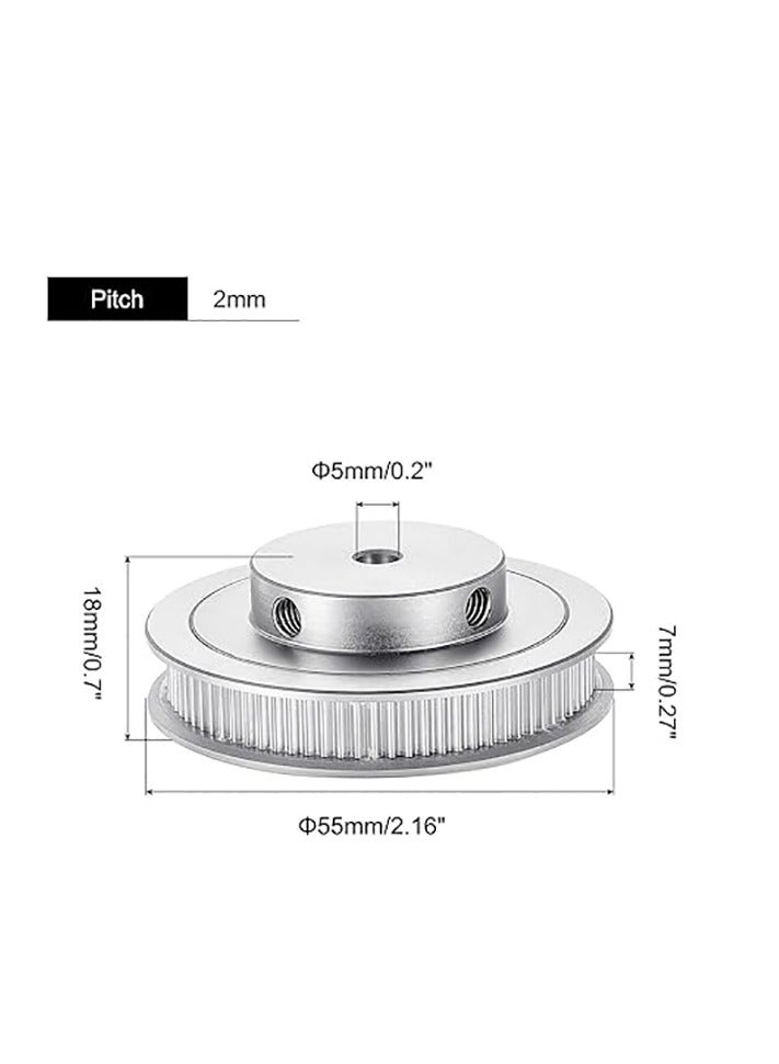 80 Teeth 5mm Bore Timing Pulley, Aluminium Synchronous Wheel Silver with M5 Screw for 3D Printer Belt, CNC Machine