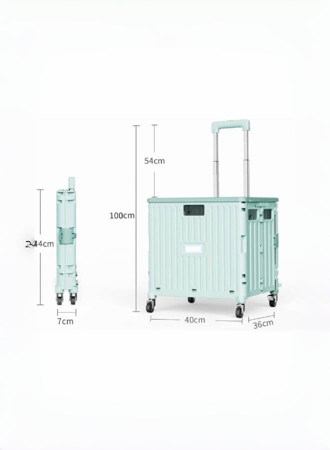 Marketero Collapsible Shopping Box Trolley on Wheels 4 Wheels 360°Rotate Folding Teacher Trolley Cart with Wheels Heavy Duty 30kg Capacity & Telescopic Handle for Camping Shopping Grey