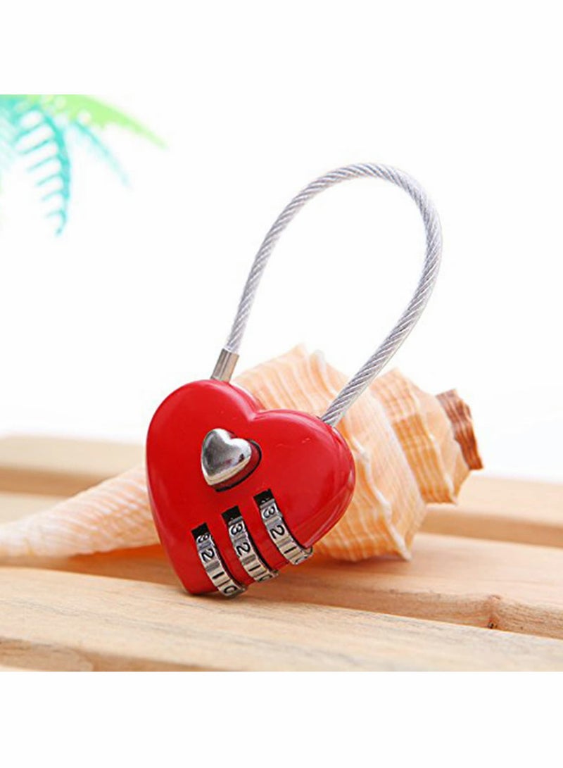 Luggage Locks 3 Digit Combination Number Password Heart Shape Padlocks for Outdoor Travel Suitcase Baggage Backpacks School Gym Lockers Computer Bags Filing Cabinets Toolbox (3 Pieces)