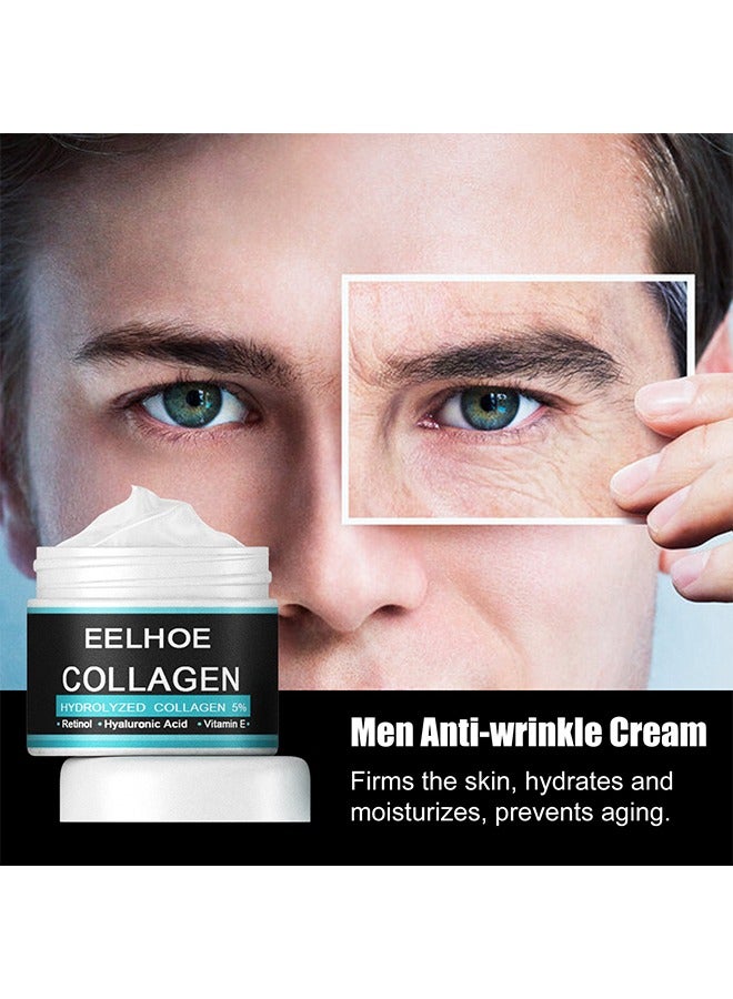 Collagen hydrolyzed collagen 5%,Cream For Men 30g,Contains Retinol, Hyaluronic Acid, And Vitamin E，Has Anti Wrinkle Cream, Facial Moisturizing, Anti-Aging And Wrinkle Antioxidant Effects