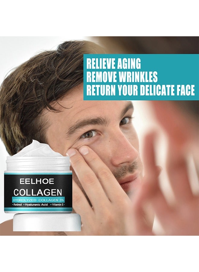 Collagen hydrolyzed collagen 5%,Cream For Men 30g,Contains Retinol, Hyaluronic Acid, And Vitamin E，Has Anti Wrinkle Cream, Facial Moisturizing, Anti-Aging And Wrinkle Antioxidant Effects