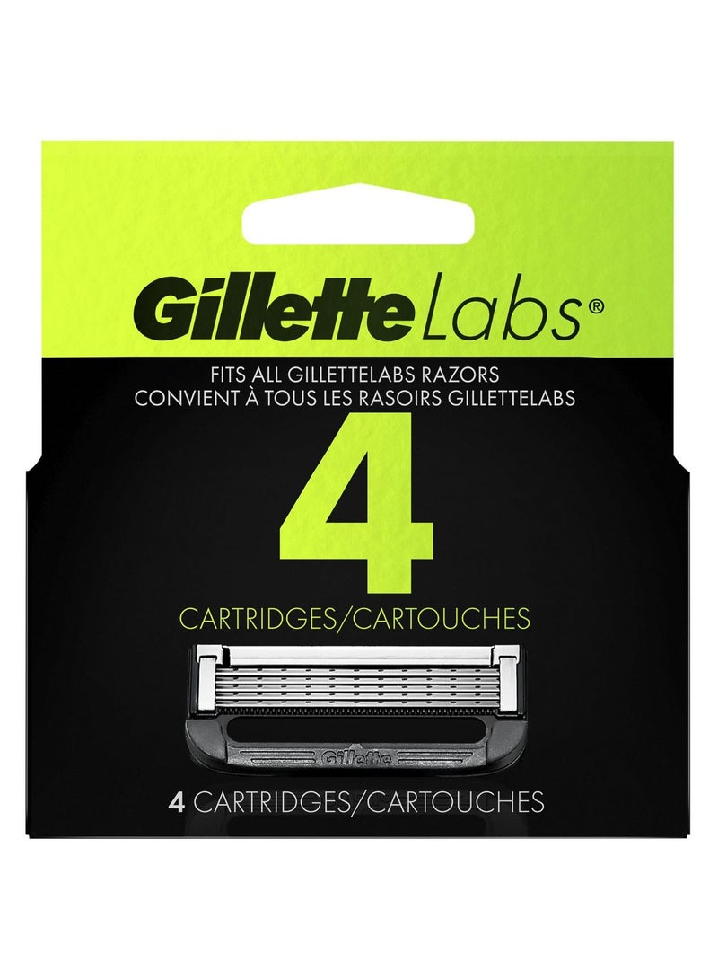 Men's Razor Blade Refills with Exfoliating Bar by Gillette Labs 4 Razor Blade Cartridges