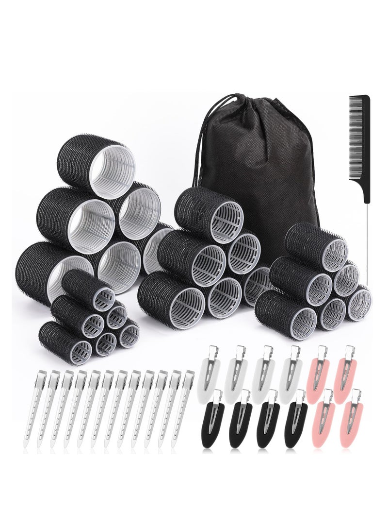 Rollers Hair Curlers 50 Pcs Set with 24Pcs Hair Rollers 4 Sizes (6 Jumbo Rollers/6 Large Rollers/6 Medium Rollers/6 Small Rollers) / 1 comb and 24 Pcs Hair Clips for Long Medium Short Hai