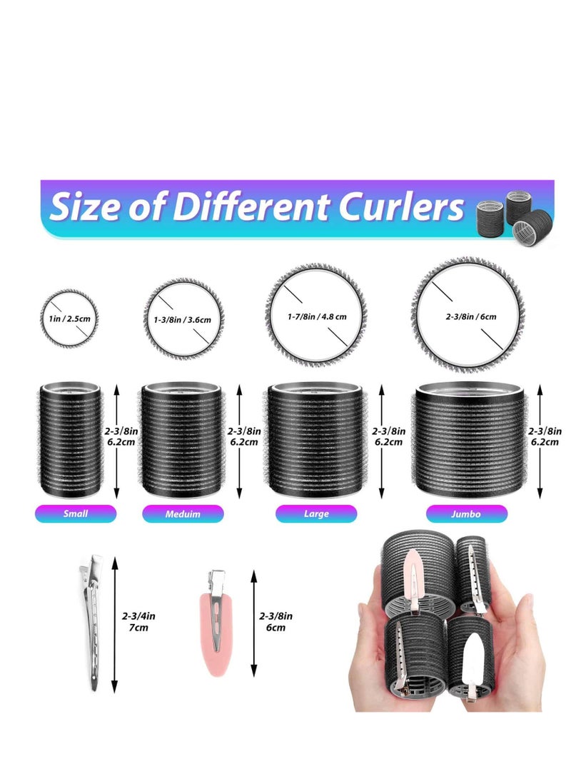 Rollers Hair Curlers 50 Pcs Set with 24Pcs Hair Rollers 4 Sizes (6 Jumbo Rollers/6 Large Rollers/6 Medium Rollers/6 Small Rollers) / 1 comb and 24 Pcs Hair Clips for Long Medium Short Hai