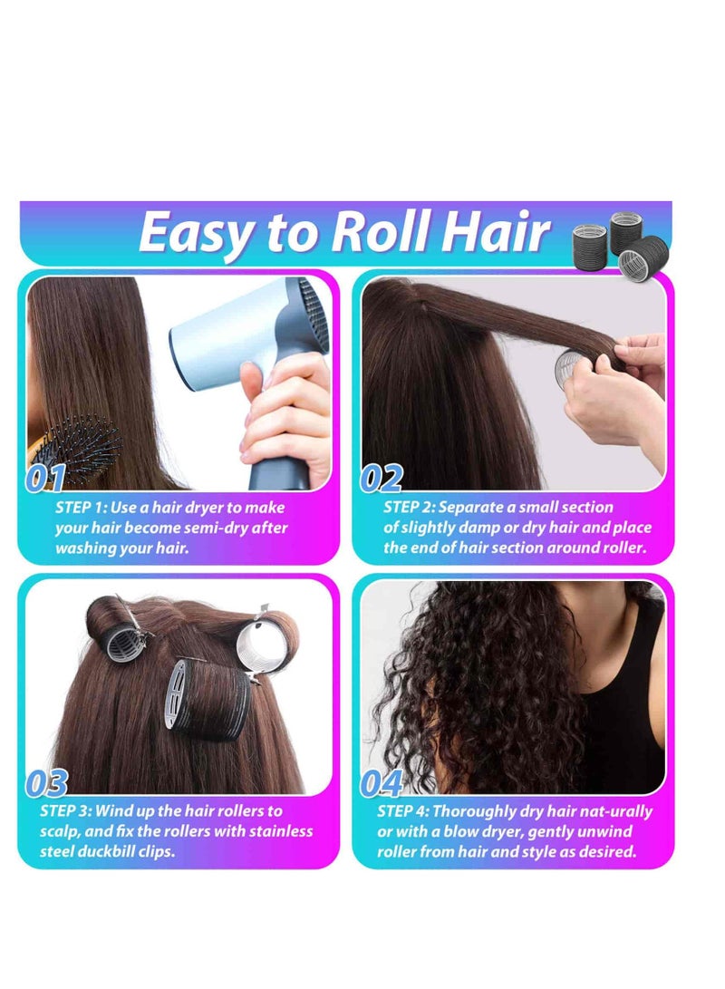 Rollers Hair Curlers 50 Pcs Set with 24Pcs Hair Rollers 4 Sizes (6 Jumbo Rollers/6 Large Rollers/6 Medium Rollers/6 Small Rollers) / 1 comb and 24 Pcs Hair Clips for Long Medium Short Hai