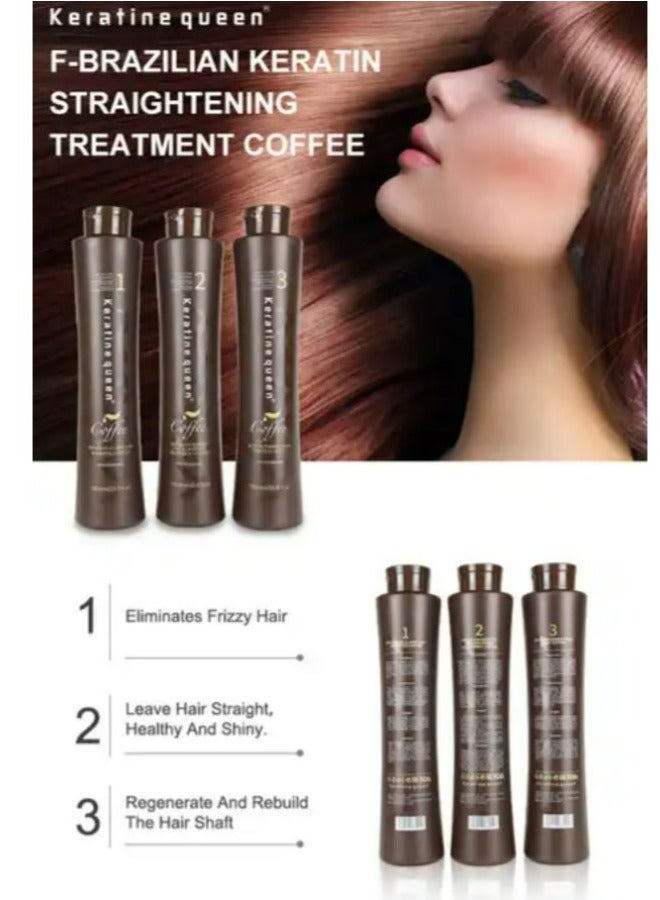 Brazilian Keratin Hair Straightening Set Hair Treatment Coffee 1000 ml*3pcs