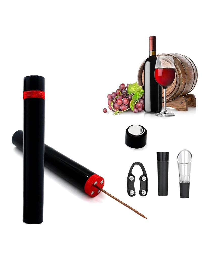 Wine Opener Air Pressure Pump Opener Set, Include Air Pressure Pump Bottle Opener With Foil Cutter, Aerator Pourer, Vacuum Stopper Efficient Corkscrew Bottle Opener, Great For Wine Lovers