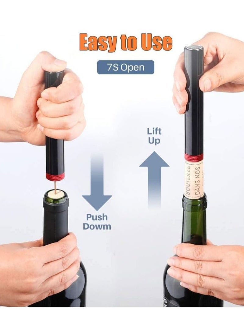 Wine Opener Air Pressure Pump Opener Set, Include Air Pressure Pump Bottle Opener With Foil Cutter, Aerator Pourer, Vacuum Stopper Efficient Corkscrew Bottle Opener, Great For Wine Lovers