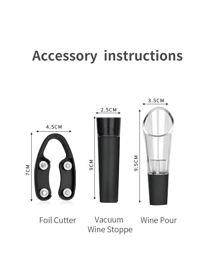Wine Opener Air Pressure Pump Opener Set, Include Air Pressure Pump Bottle Opener With Foil Cutter, Aerator Pourer, Vacuum Stopper Efficient Corkscrew Bottle Opener, Great For Wine Lovers
