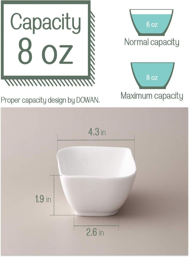 Dowan Souffle Ramekins, 240Ml Porcelain Ramekin Dishes Ovenproof- Set Of 6, 11X11X5Cm, White, Stylish Square