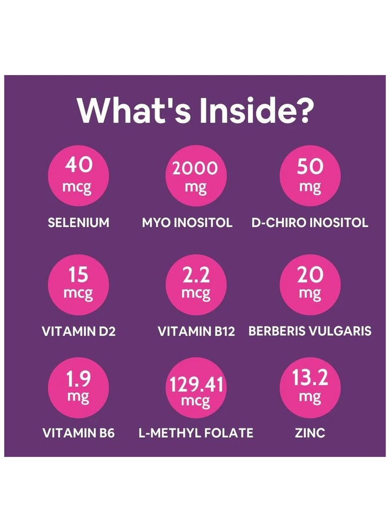 Carbamide Forte PCOS Supplement - 40:1 Ratio 2000mg Myo-Inositol to 50mg D-Chiro-Inositol - 60 Veg Tablets