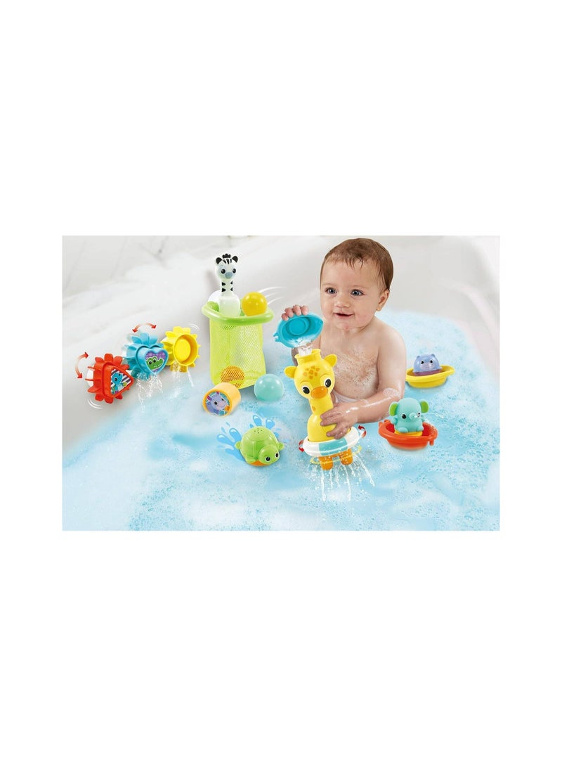 VTech 6-in-1 Bath Set, Bathtub Toy with 10+ Accessories Including Stacking & Linking Boats, Shape Sorter, Colourful Balls, Bath Time Gift for Babies & Infants 0, 6, 12 months +
