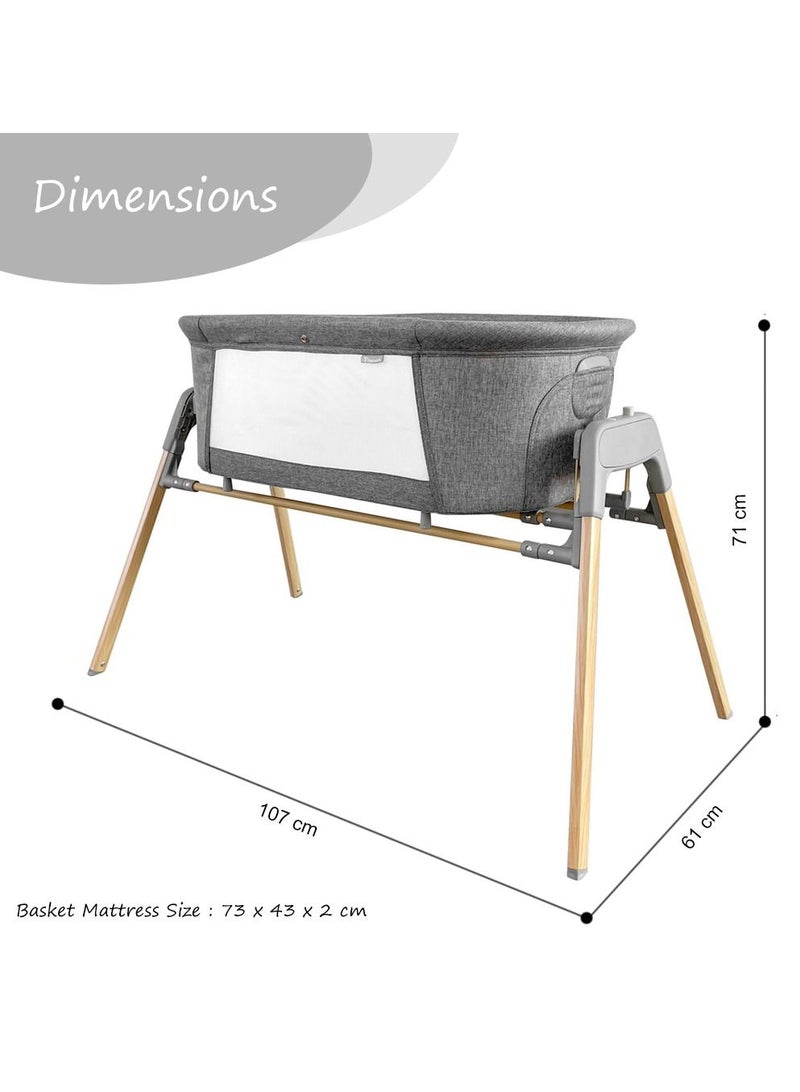 3 - In - 1 Baby Rocker Bassinet , Infant Crib With Mosquito Net - Grey