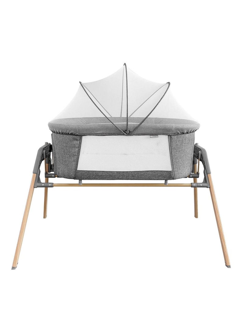 3 - In - 1 Baby Rocker Bassinet , Infant Crib With Mosquito Net - Grey