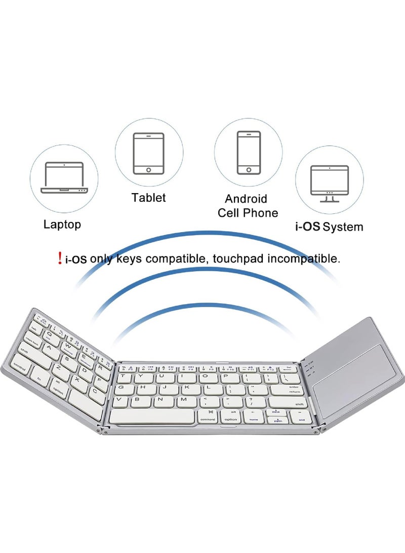 Foldable Bluetooth Keyboard with Touchpad Rechargeable Portable Wireless Mini Keyboard for PC Tablet Samsung Android iOS Smartphone