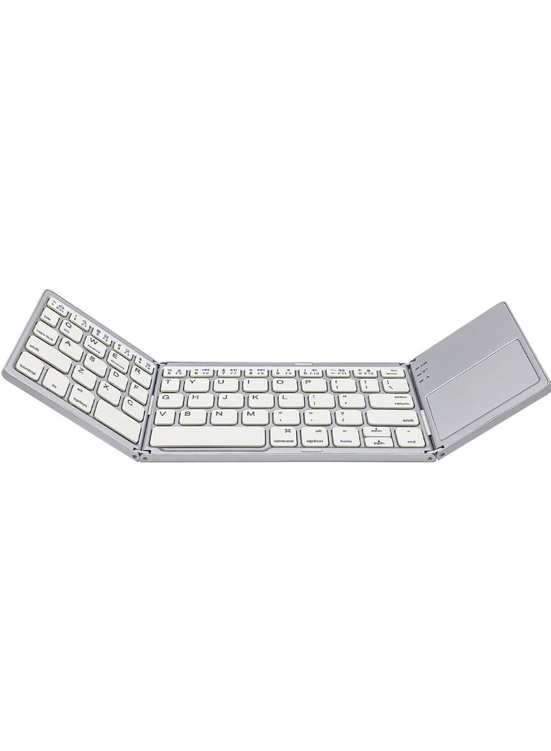 Foldable Bluetooth Keyboard with Touchpad Rechargeable Portable Wireless Mini Keyboard for PC Tablet Samsung Android iOS Smartphone