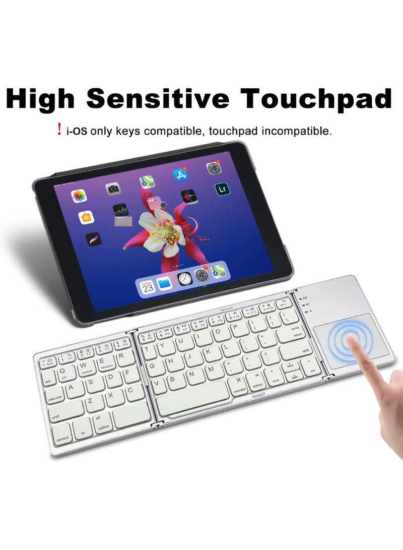 Foldable Bluetooth Keyboard with Touchpad Rechargeable Portable Wireless Mini Keyboard for PC Tablet Samsung Android iOS Smartphone