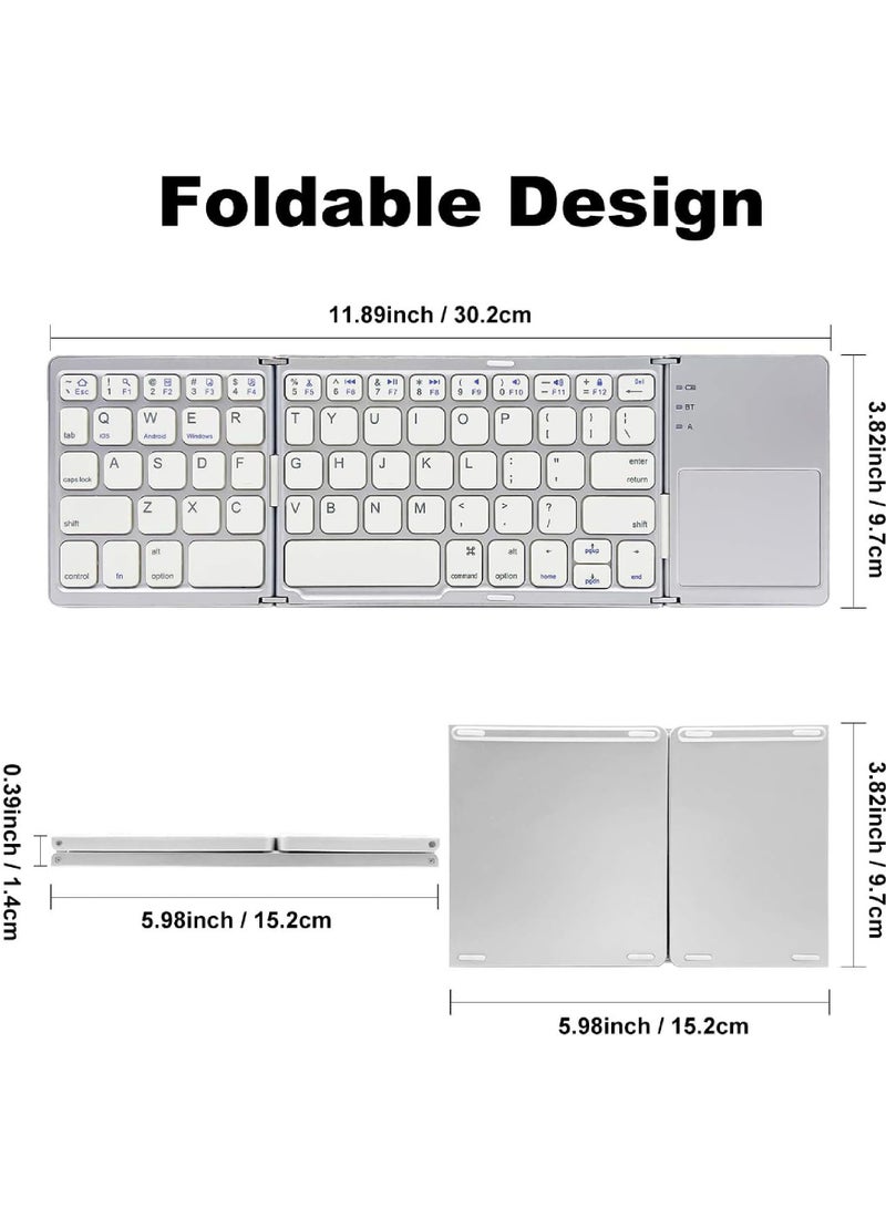 Foldable Bluetooth Keyboard with Touchpad Rechargeable Portable Wireless Mini Keyboard for PC Tablet Samsung Android iOS Smartphone