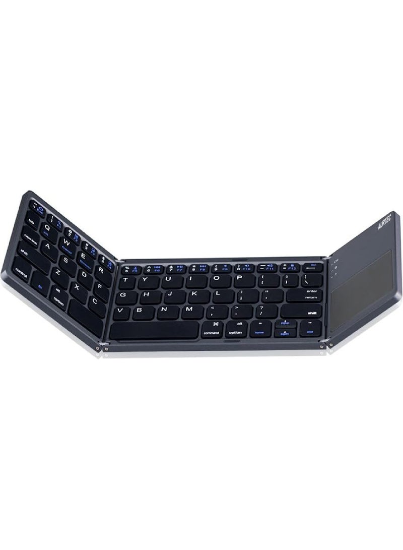 Foldable Bluetooth Keyboard with Touchpad Rechargeable Portable Wireless Mini Keyboard for PC Tablet Samsung Android iOS Smartphone