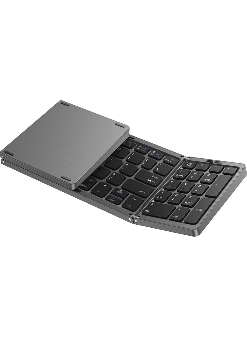 Foldable Bluetooth Keyboard Folding Wireless Keyboard with Number Pad Multi-Device and Rechargeable Keyboard for iPad iPhone Android Windows Laptop Desktop Tablet and PC