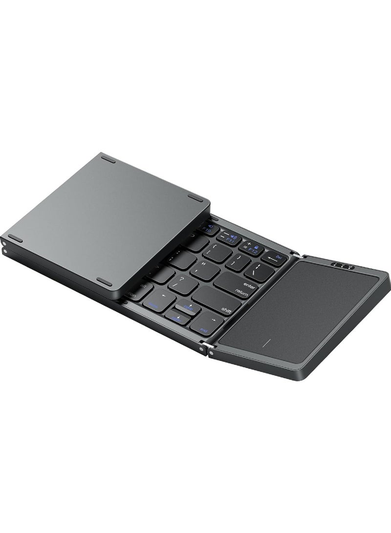 Foldable Bluetooth Keyboard with Touchpad Wireless Folding Keyboard, Multi-Device and Rechargeable Portable Keyboard for iPad iPhone Android Windows Laptop Desktop Tablet and PC