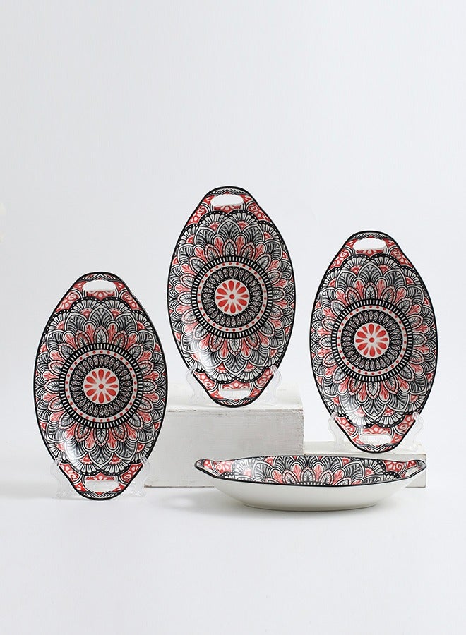 4-Piece Hand Painted Dinner Plates Multicolour 27.8x16x5cm