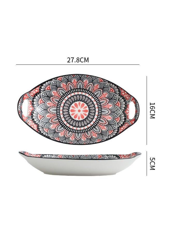 4-Piece Hand Painted Dinner Plates Multicolour 27.8x16x5cm