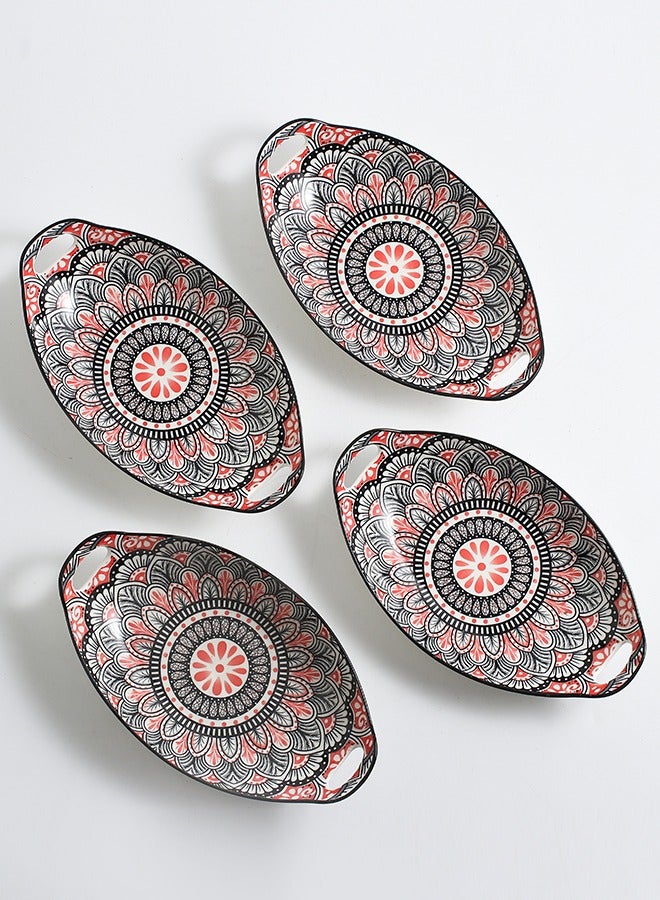 4-Piece Hand Painted Dinner Plates Multicolour 27.8x16x5cm