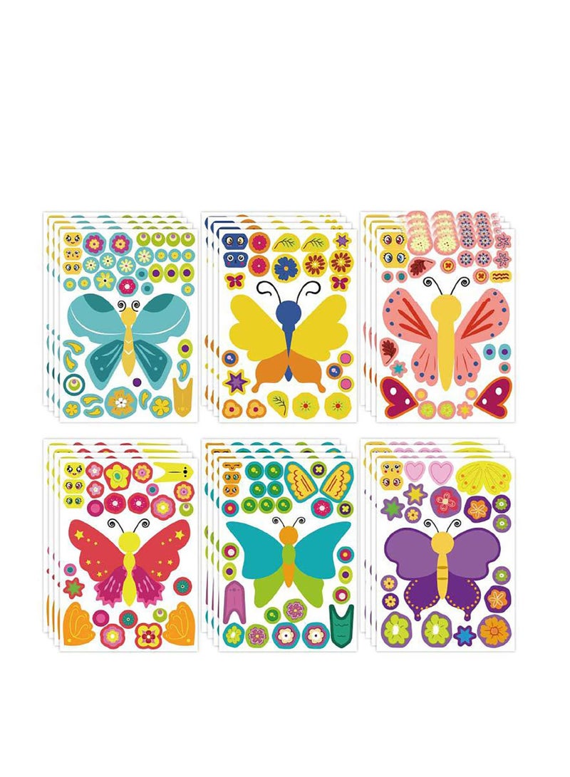 Butterflies Make Your Own Stickers, 48PCS Make-a-Face Stickers, DIY Butterfly Craft Kits, Mix and Match Decals for Gift/Reward/Art Craft/Party Favors/School