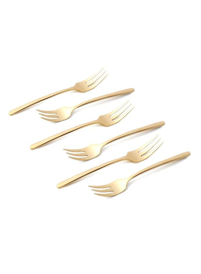 12pcs Cutlery Set, 18/10 Stainless Steel, Flatware Set, 12pcs Cake Fork, Shine Champagne Gold, for Home Kitchen, Mirror Polished - Dishwasher Safe