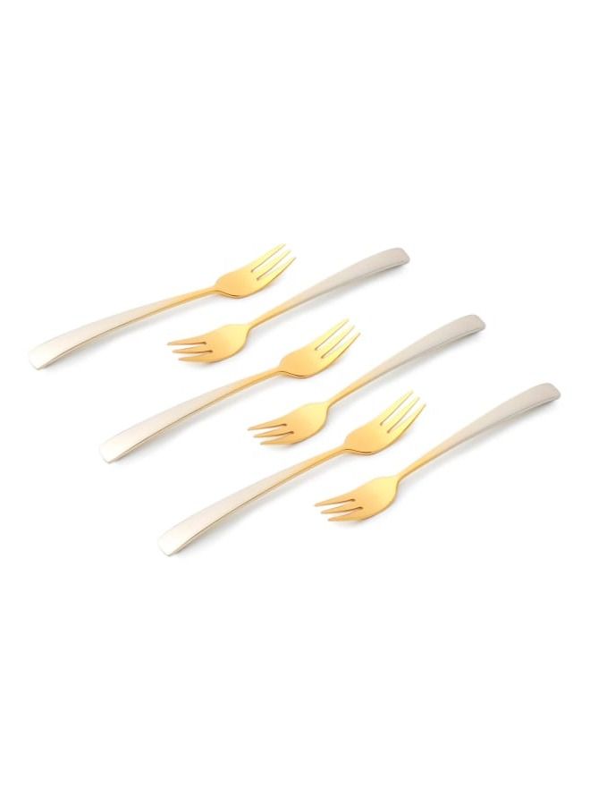 12pcs Cutlery Set, 18/10 Stainless Steel, Flatware Set, 12pcs Cake Fork, Gold Gradient, for Home Kitchen, Mirror Polished - Dishwasher Safe