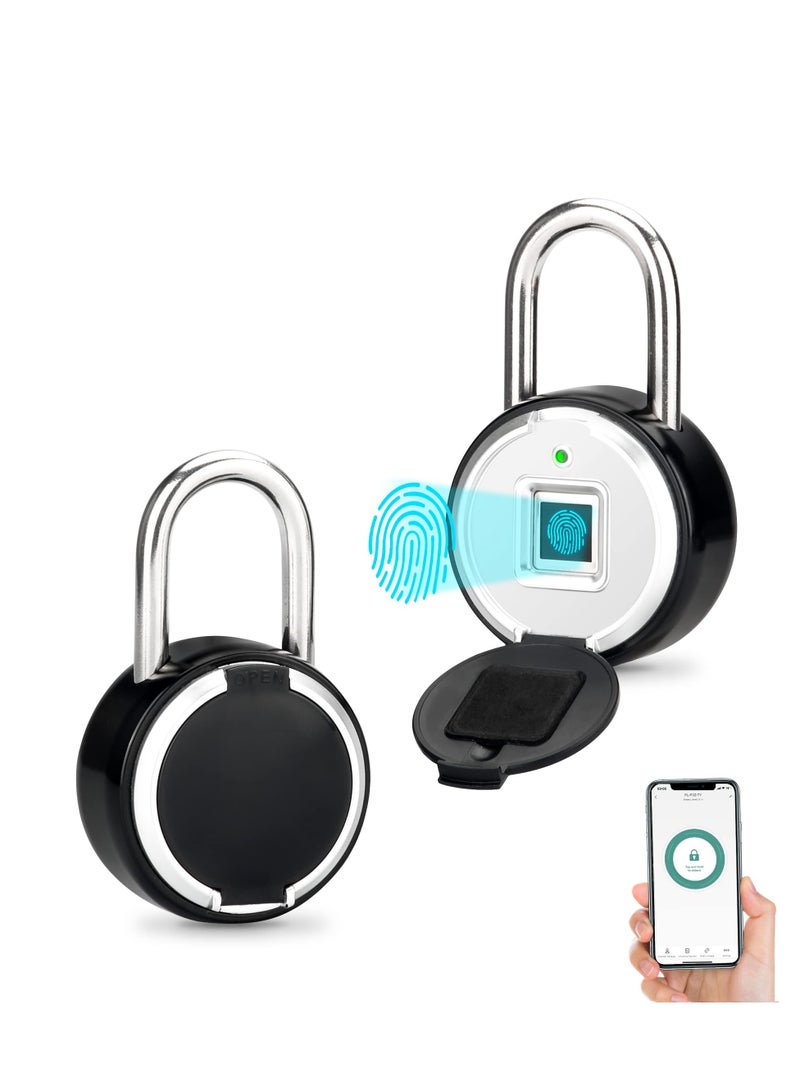 Fingerprint Padlock, Rechargeable USB Keyless Door Smart Lock, IP55 Waterproof Bluetooth APP Fingerprint Locker, Biometric Thumbprint Smart Lock, for Gym, Office, Luggage, Suitcase, Backpack