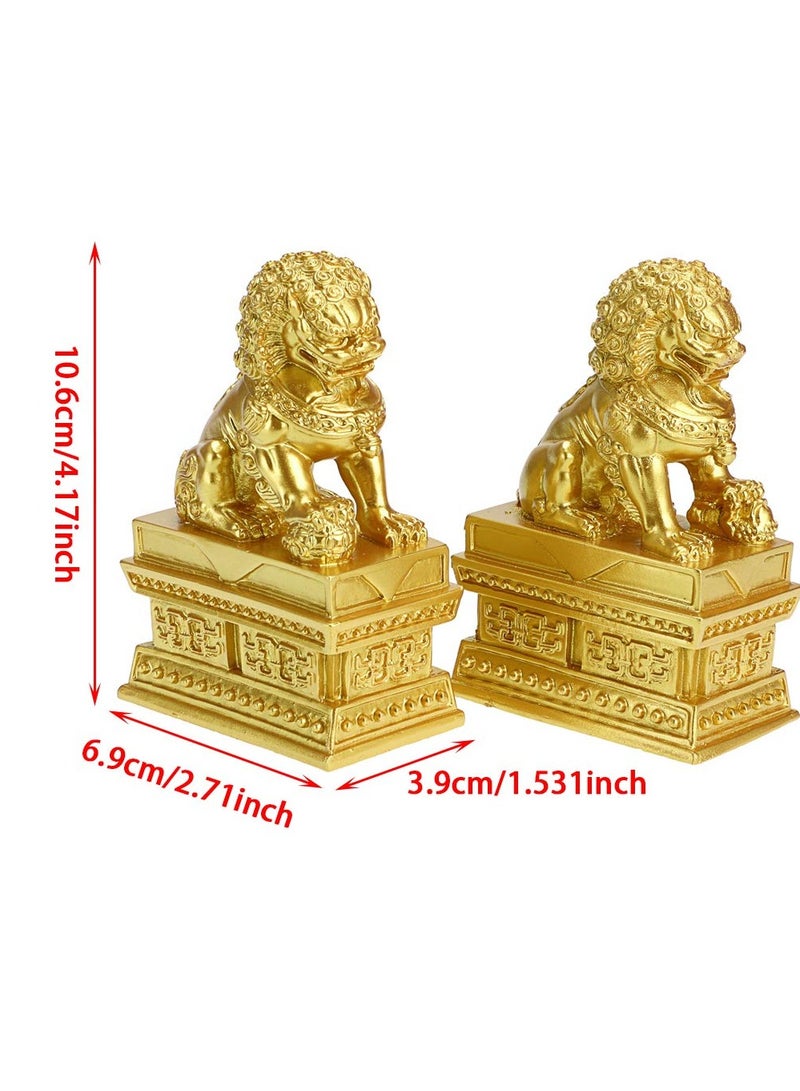 Chinese Style Pair of Lion Statue, Foo Dogs Decor Stone Lion,Chinese Style Feng Shui Statues Auspicious Ornaments,  Suitable for Home Decor, Store Opening Gift, House Warming