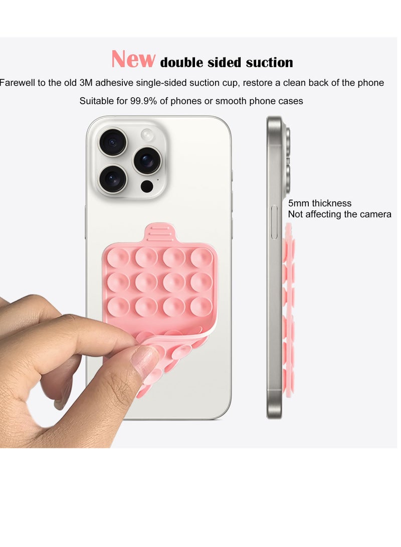 4 Pack Double Sided Silicone Suction Phone Mount, Hands-Free Phone Accessories Holder, Non Slip Suction Cup Phone Mount, Suitable for Selfies and Videos (Pink, Mint Green, White, Grey)