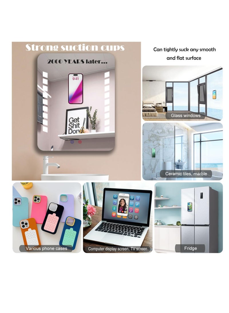 4 Pack Double Sided Silicone Suction Phone Mount, Hands-Free Phone Accessories Holder, Non Slip Suction Cup Phone Mount, Suitable for Selfies and Videos (Pink, Mint Green, White, Grey)