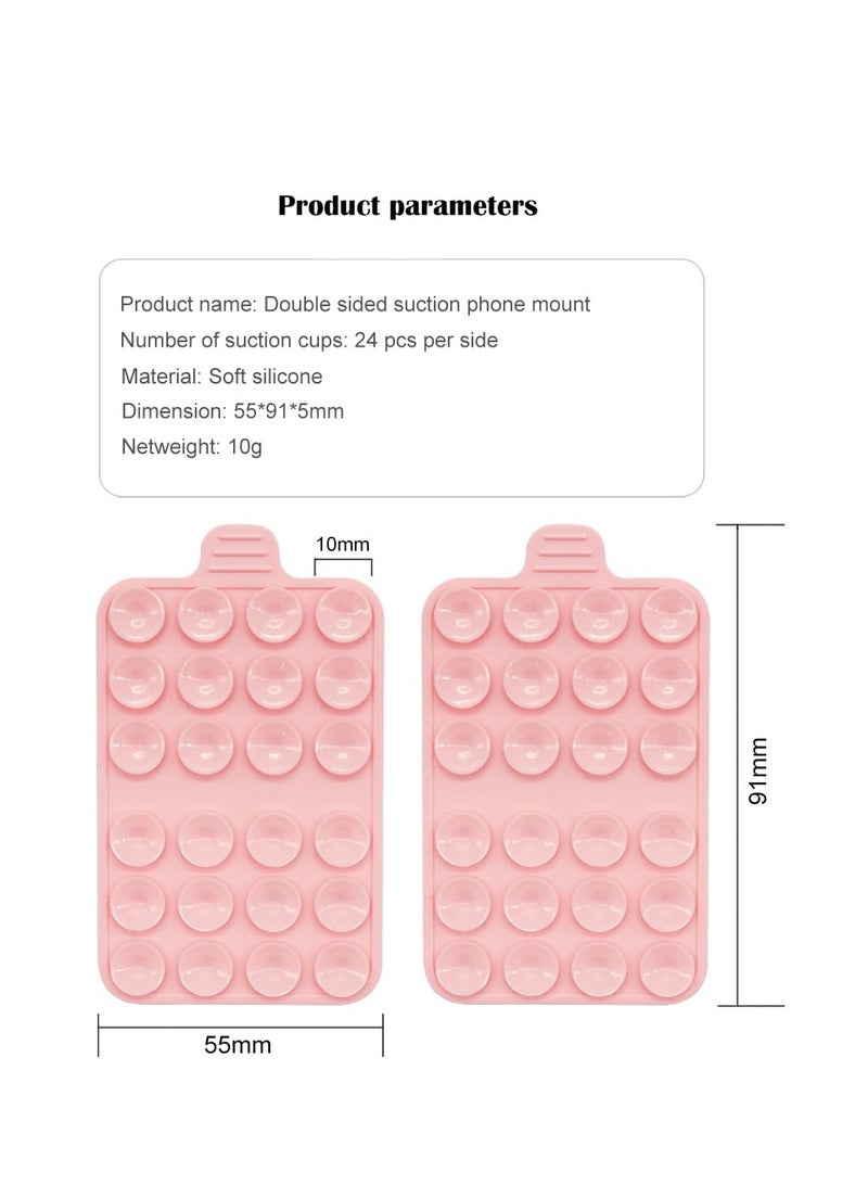 4 Pack Double Sided Silicone Suction Phone Mount, Hands-Free Phone Accessories Holder, Non Slip Suction Cup Phone Mount, Suitable for Selfies and Videos (Pink, Mint Green, White, Grey)