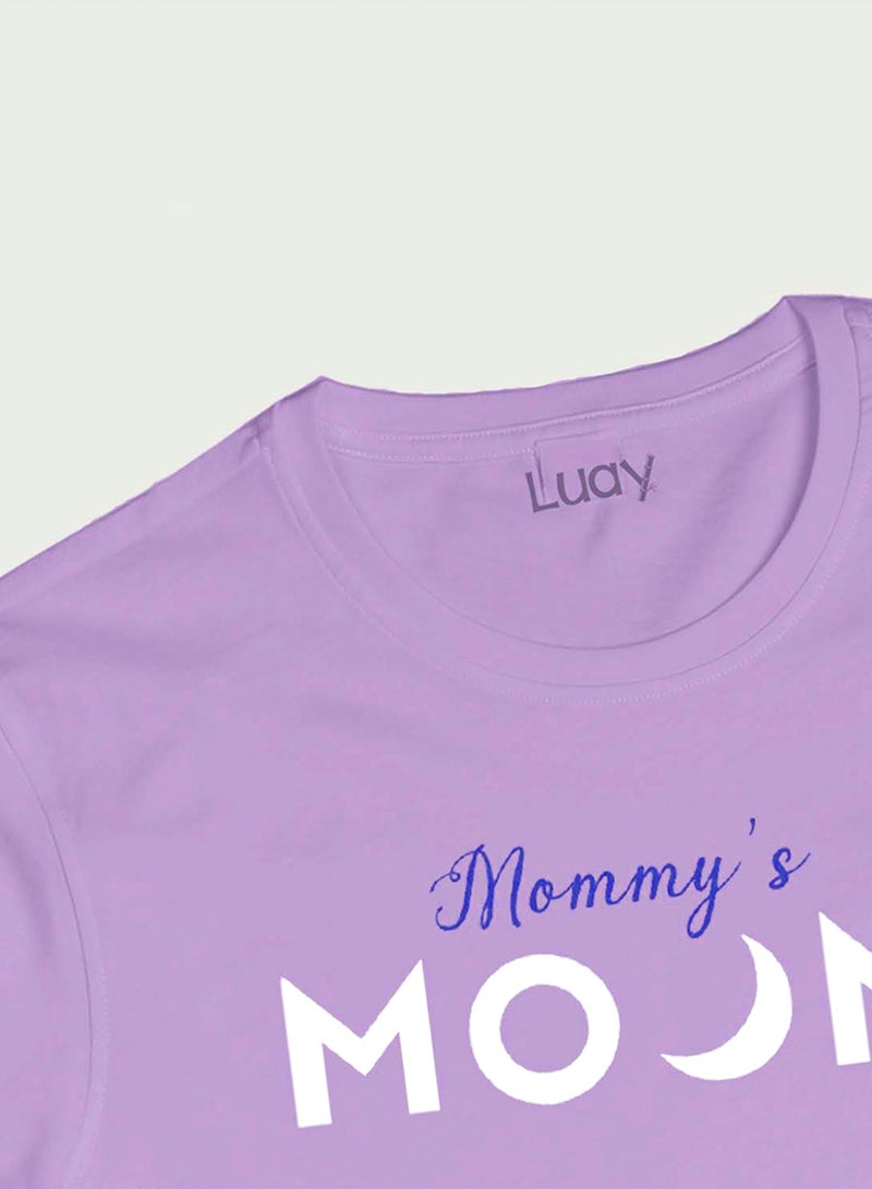 Unisex 100% Bamboo based Ultra- Soft fabric Full Sleeve T-Shirt with Mommy's Moon Print- Wisteria Purple