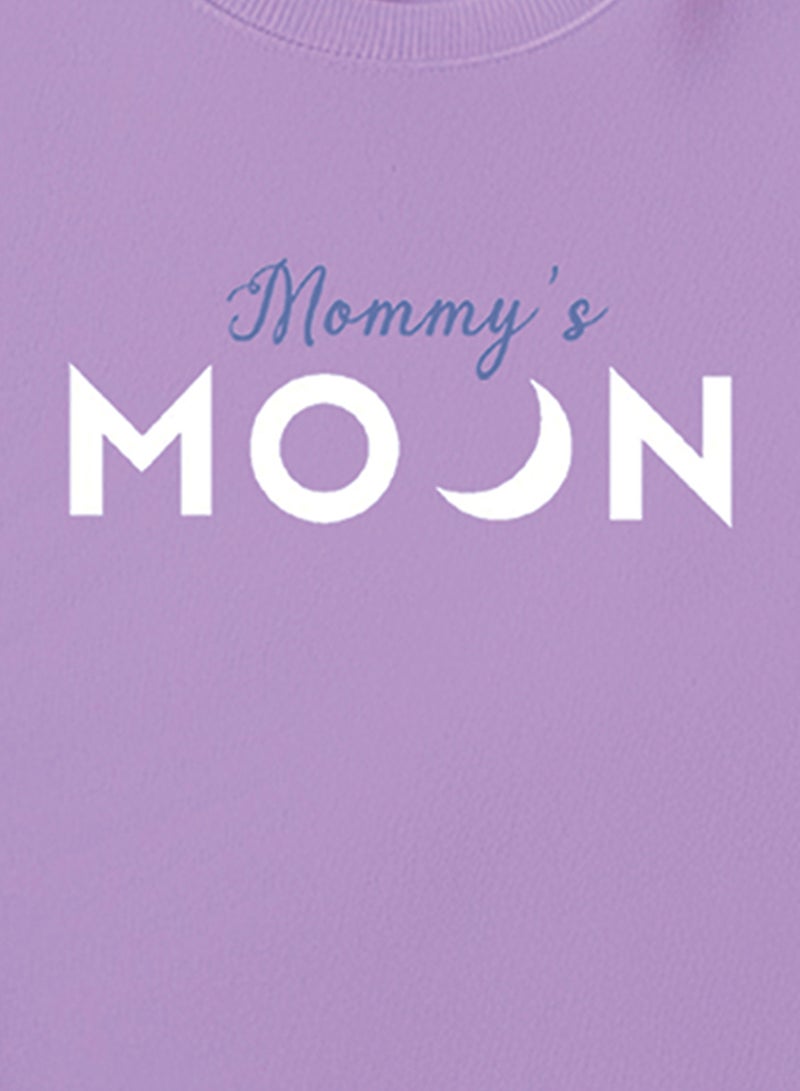 Unisex 100% Bamboo based Ultra- Soft fabric Full Sleeve T-Shirt with Mommy's Moon Print- Wisteria Purple