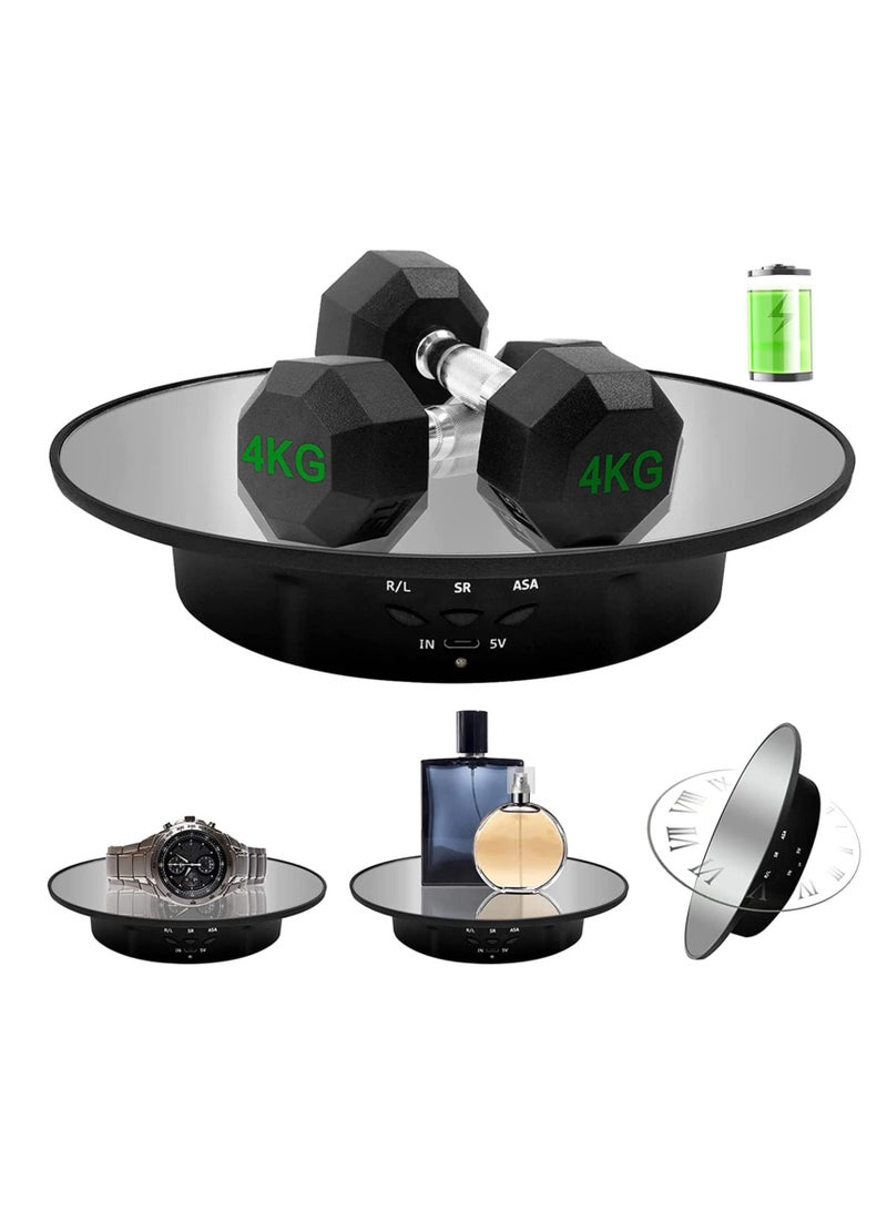 Motorized Rotating Display Stand, 7.87inch, 17.6LB Load Ultra-Quiet 360 Degree Electric Rotating Turntable Display Stand for Photography Products, Jewelry, Cake,3D Model (Black)