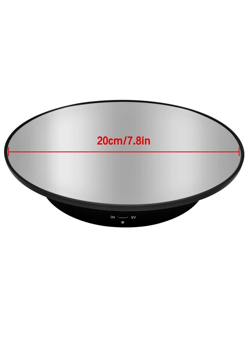 Motorized Rotating Display Stand, 7.87inch, 17.6LB Load Ultra-Quiet 360 Degree Electric Rotating Turntable Display Stand for Photography Products, Jewelry, Cake,3D Model (Black)