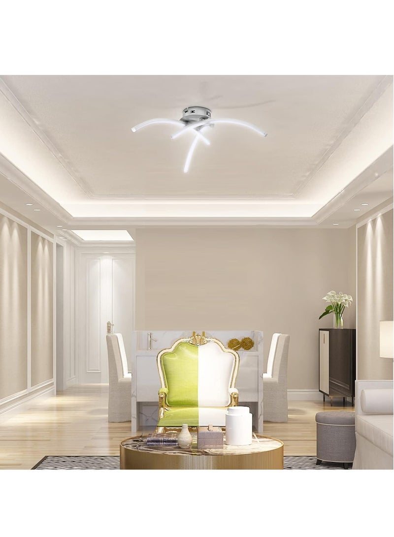 LED Ceiling Light 3 Color Chandelier Lamp Modern Curved Design Ceiling Light with 3 Curved Light for Living Room Bedroom Dining Room 18W  Cold and Warm and Natural White