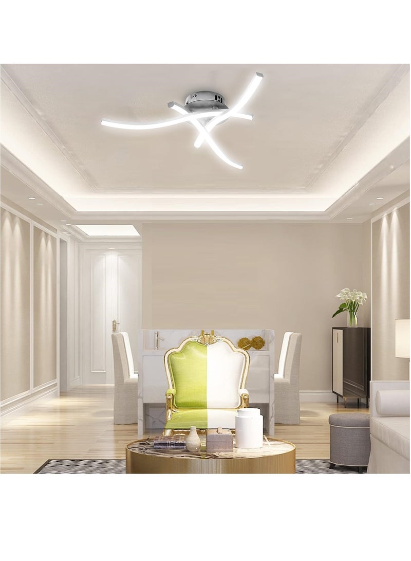 LED Ceiling Light 3 Color Chandelier Lamp Modern Curved Design Ceiling Light with 3 Wave Light for Living Room Bedroom Dining Room 18W  Cold and Warm and Natural White