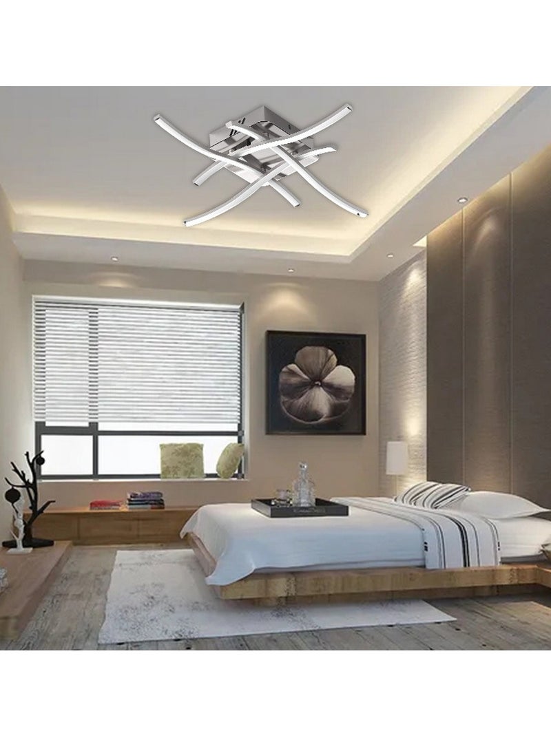 LED Ceiling Light 3 Color Chandelier Lamp Modern Wave Design Ceiling Light with 4 Wave Light for Living Room Bedroom Dining Room 24W  Cold and Warm and Natural White