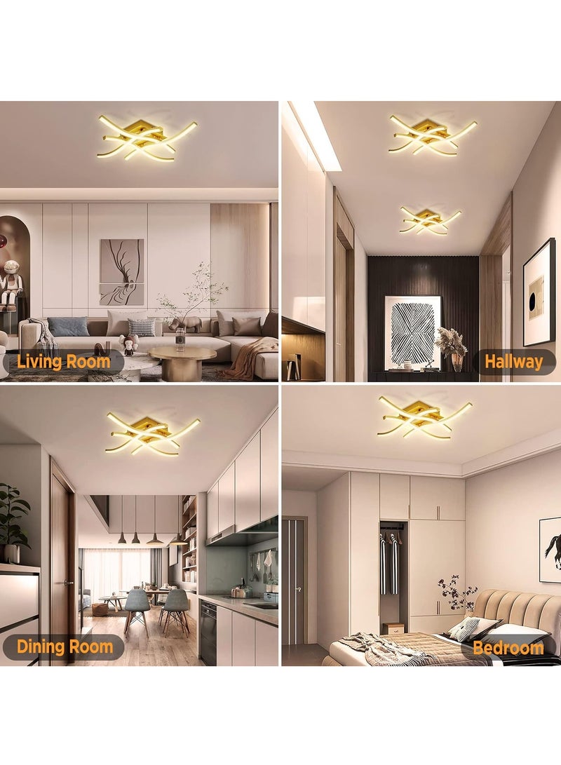 LED Ceiling Light 3 Color Chandelier Lamp Modern Wave Design Ceiling Light with 4 Wave Light for Living Room Bedroom Dining Room 24W  Cold and Warm and Natural White