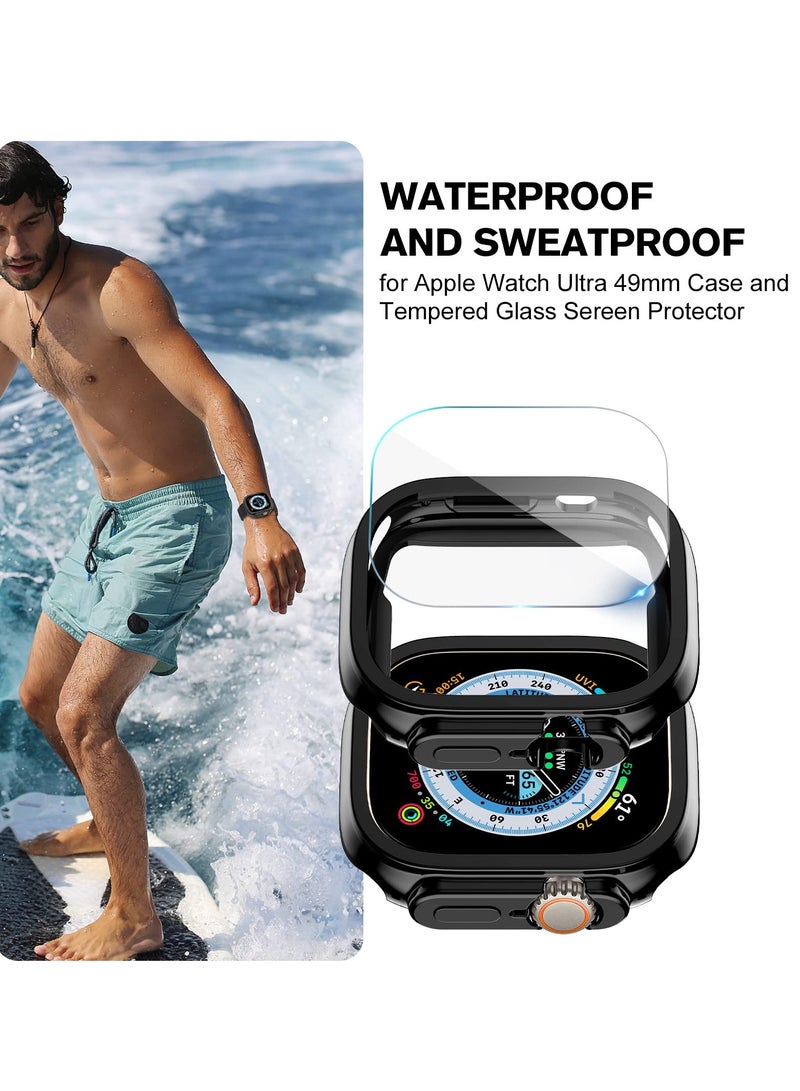 Case Compatible for Apple Watch Ultra Case 49mm and Screen Protector, Soft TPU Waterproof Touch Sensitive, Anti-Scratch for Apple Watch Ultra Case for Men Women (Ultra 49mm)